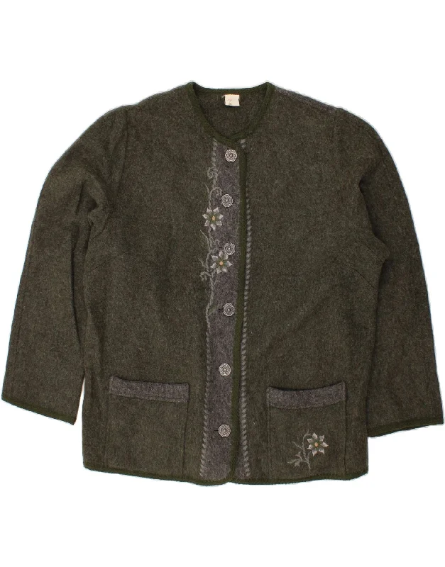 Women's Stylish Vacation Attire VINTAGE Womens 6 Button Blazer Jacket UK 20 2XL Green Floral