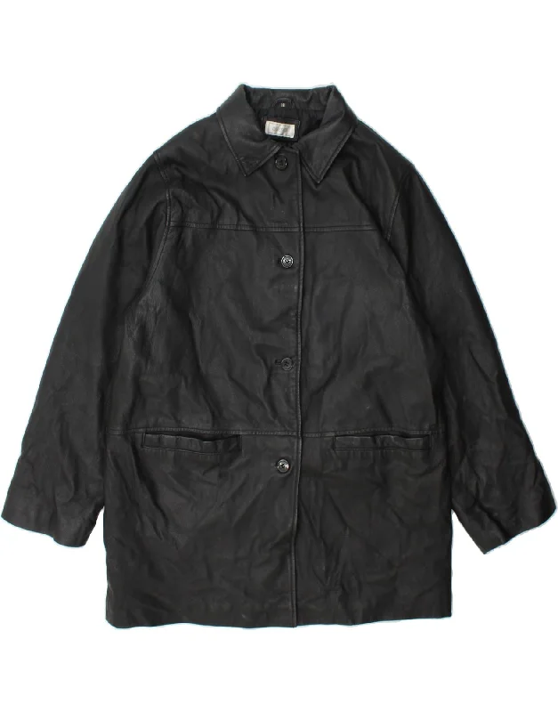 Comfortable Lounge Clothing CLASSICS Womens Leather Coat UK 18 XL Black Leather