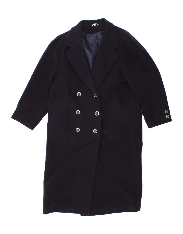 Women's Formal Apparel VINTAGE Womens Double Breasted Coat UK 14 Medium Navy Blue New Wool