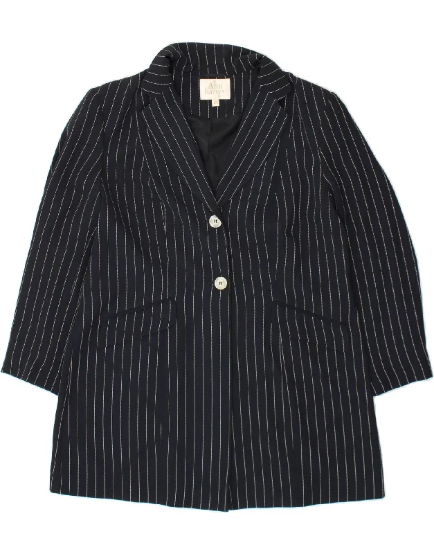 Women's Activewear for Exercise and Sports ANN HARVEY Womens Overcoat UK 16 Large Navy Blue Striped Polyester Women's Activewear for Exercise and Sports ANN HARVEY Womens Overcoat UK 16 Large Navy Blue Striped Polyester