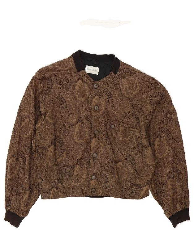 Women's High Street Fashion POP 84 Womens Bomber Jacket UK 14 Large Brown Paisley