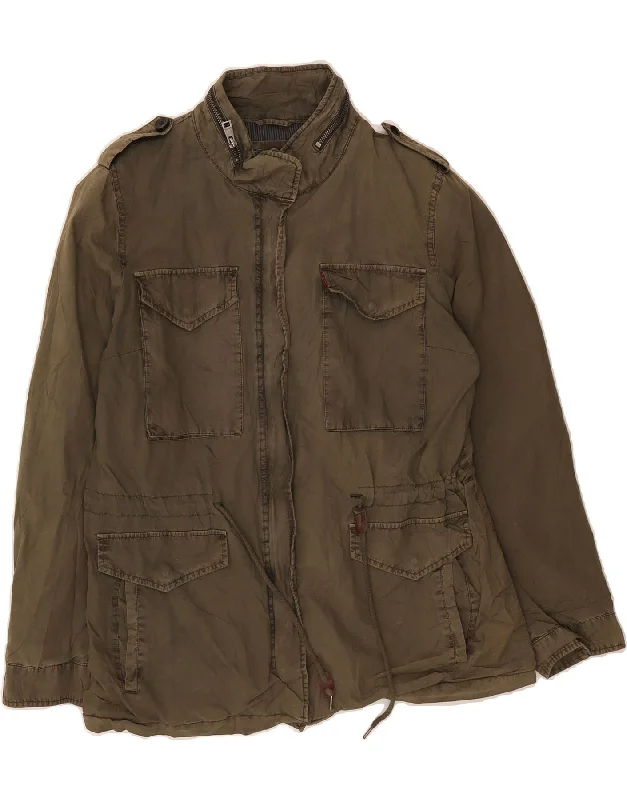 Fashionable Women's Clothing LEVI'S Womens Military Jacket UK 16 Large Khaki Cotton