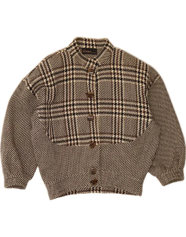 Plus Size Women's Fashion and Clothing VINTAGE Womens Overcoat EU 42 Large Grey Houndstooth Wool