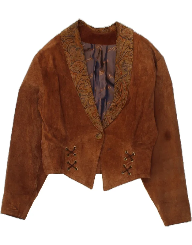 Women's Transitional Attire JACQUES SAC Womens Crop Suede Jacket UK 16 Large Brown Leather Women's Transitional Attire JACQUES SAC Womens Crop Suede Jacket UK 16 Large Brown Leather