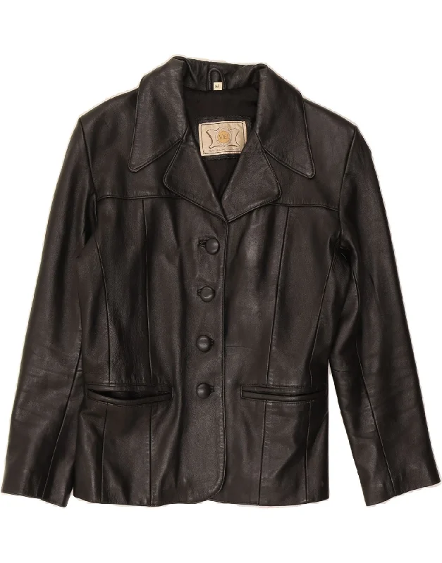 Casual Chic Women's Clothes VINTAGE Womens Leather Jacket UK 12 Medium Black Leather Casual Chic Women's Clothes VINTAGE Womens Leather Jacket UK 12 Medium Black Leather