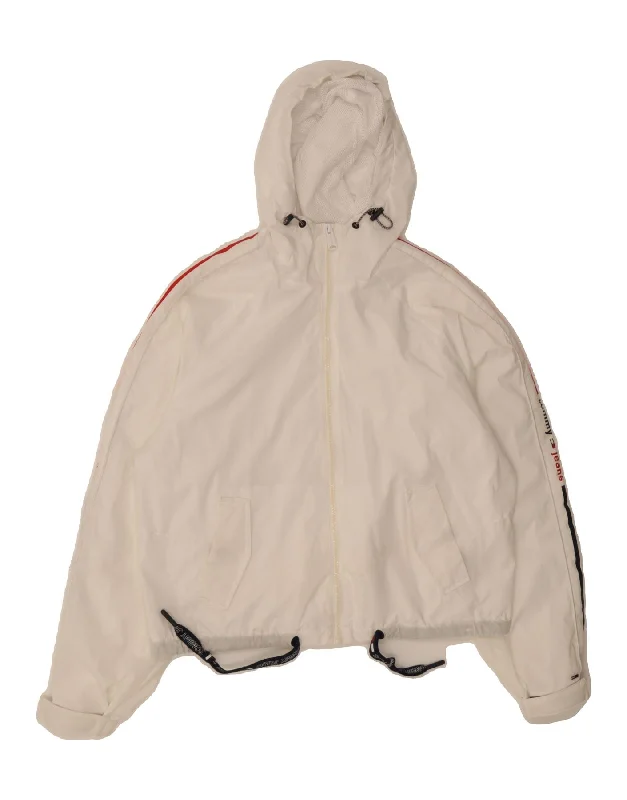 Women's Outdoor Attire TOMMY HILFIGER Womens Oversized Crop Hooded Rain Jacket UK 6 XS White Women's Outdoor Attire TOMMY HILFIGER Womens Oversized Crop Hooded Rain Jacket UK 6 XS White