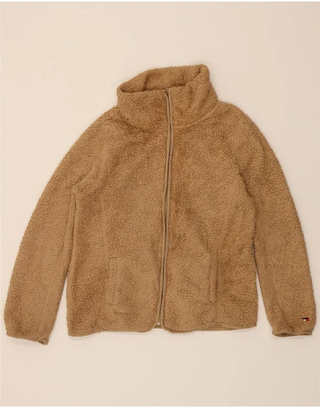 Women's Sports Apparel TOMMY HILFIGER Womens Oversized Fleece Jacket UK 10 Small Brown Polyester Women's Sports Apparel TOMMY HILFIGER Womens Oversized Fleece Jacket UK 10 Small Brown Polyester