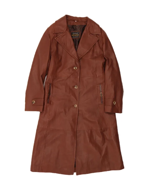 Women Wear Brands MICHELANGELO Womens Leather Coat IT 46 Large Brown Leather