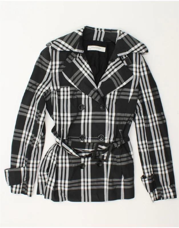 Women's Plus-Size Outfit ZARA Womens Trench Coat UK 12 Medium Black Check Polyester