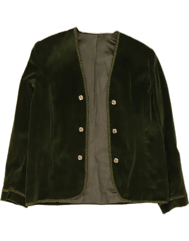 Women's Cozy Winter Attire VINTAGE Womens Open Double Breasted Blazer Jacket UK 14 Medium Green Women's Cozy Winter Attire VINTAGE Womens Open Double Breasted Blazer Jacket UK 14 Medium Green