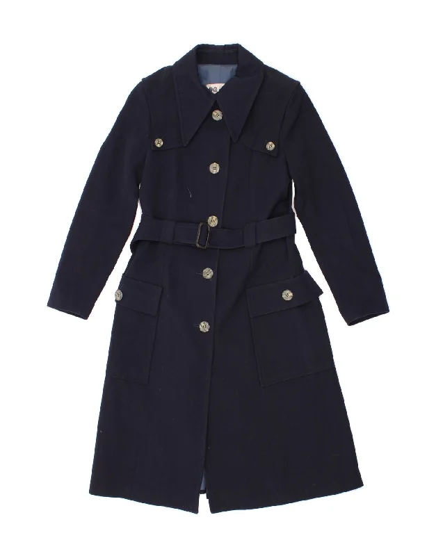 Stylish Women's Clothes for Work and Play VINTAGE Womens Overcoat UK 6 XS Navy Blue