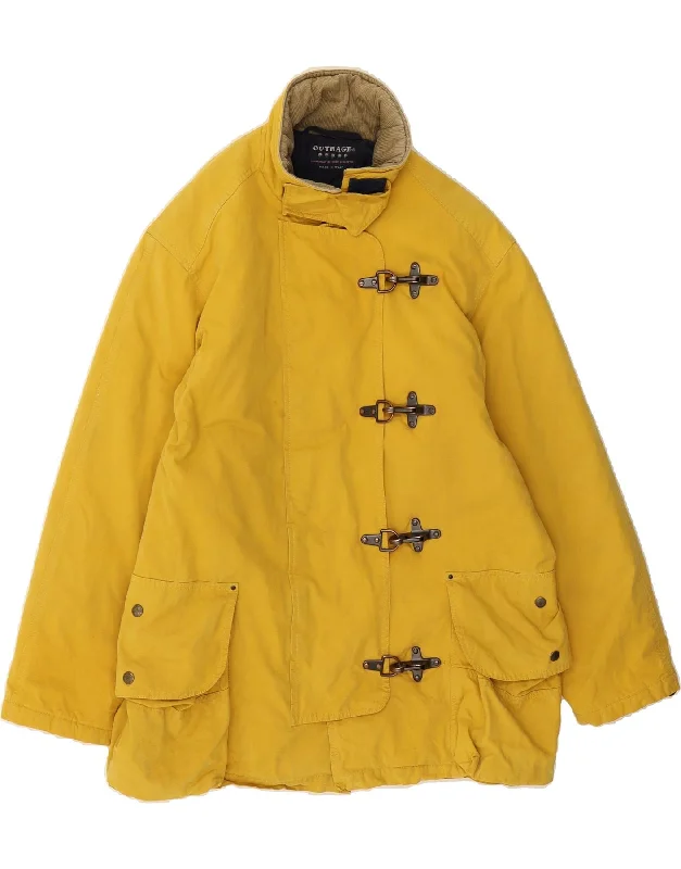 Casual Women's Clothing Online OUTRAGE Womens Duffle Coat EU 38 Medium Yellow Cotton