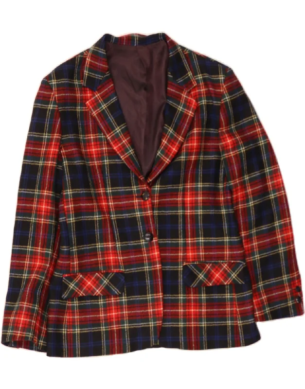 Women's Clothing Stores VINTAGE Womens 2 Button Blazer Jacket IT 48 XL Red Plaid Wool Women's Clothing Stores VINTAGE Womens 2 Button Blazer Jacket IT 48 XL Red Plaid Wool