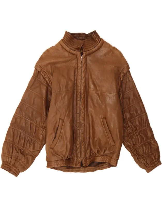 Stylish Women's Outfit VINTAGE Womens Leather Jacket UK 16 Large Brown