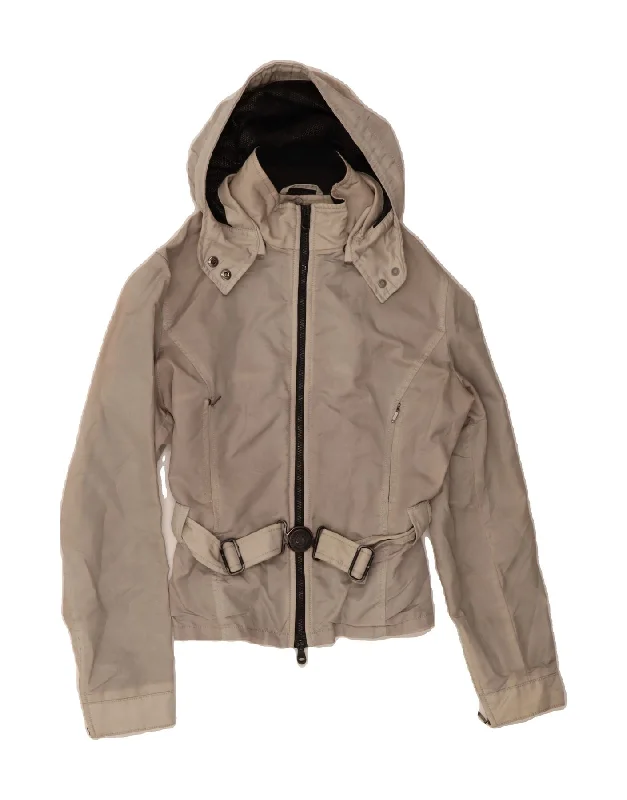 Women's Floral Print Outfit REFRIGIWEAR Womens Hooded Windbreaker Jacket UK 14 Medium White Polyester