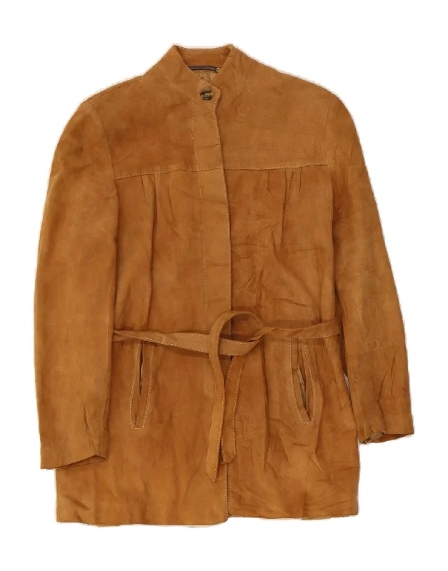 Online Boutique Clothing RIMINI Womens Suede Overcoat EU 44 XL Brown Leather