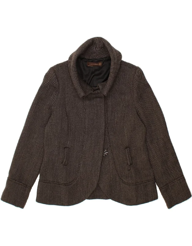 Workwear Fashion for Women ZARA Womens 1 Button Blazer Jacket UK 18 XL Grey Cotton