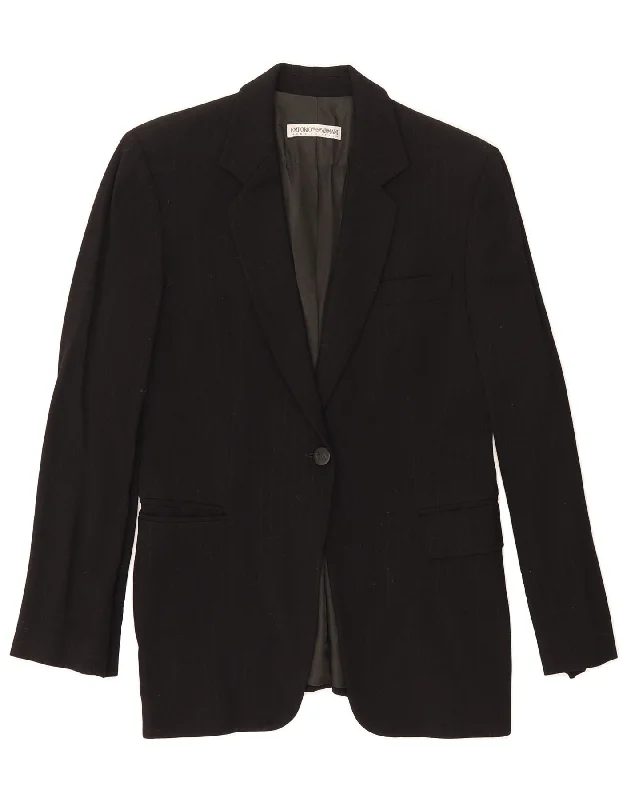 Women's Elegant Outfit EMPORIO ARMANI Womens 1 Button Blazer Jacket IT 42 Medium Black Striped Women's Elegant Outfit EMPORIO ARMANI Womens 1 Button Blazer Jacket IT 42 Medium Black Striped
