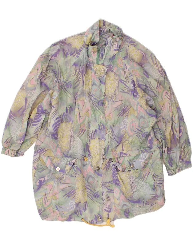Women's Relaxed Outfit VINTAGE Womens Abstract Pattern Windbreaker Coat UK 18 XL Multicoloured