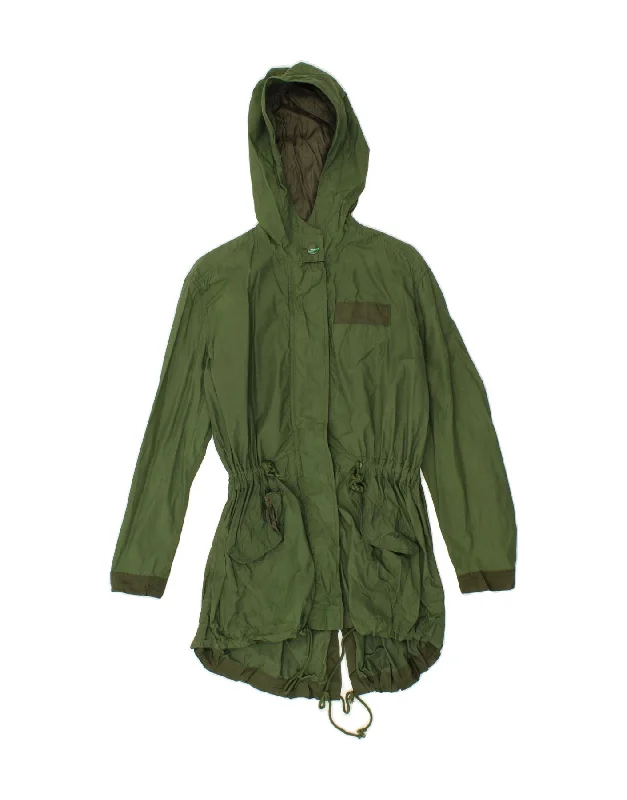 Women's Comfortable Apparel TOMMY HILFIGER Womens Loose Fit Hooded Raincoat UK 6 XS Green Nylon
