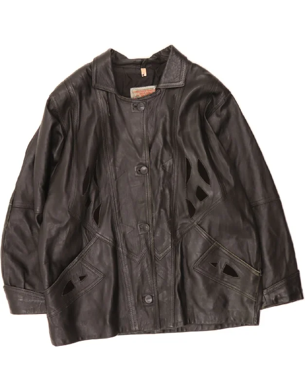 Clothing Sales VINTAGE Womens Leather Jacket UK 18 XL Black Leather