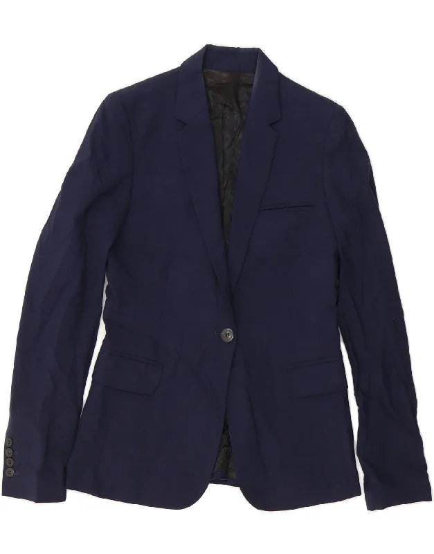 Women's Clothing For Everyday Wear WHISTLES Womens 1 Button Blazer Jacket UK 10 Small Navy Blue Wool