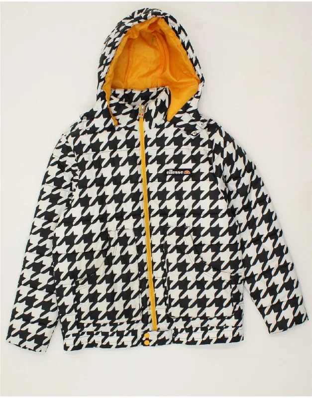Women's Outerwear for All Weather Conditions ELLESSE Womens Oversized Padded Jacket UK 8 Small Black Houndstooth Women's Outerwear for All Weather Conditions ELLESSE Womens Oversized Padded Jacket UK 8 Small Black Houndstooth