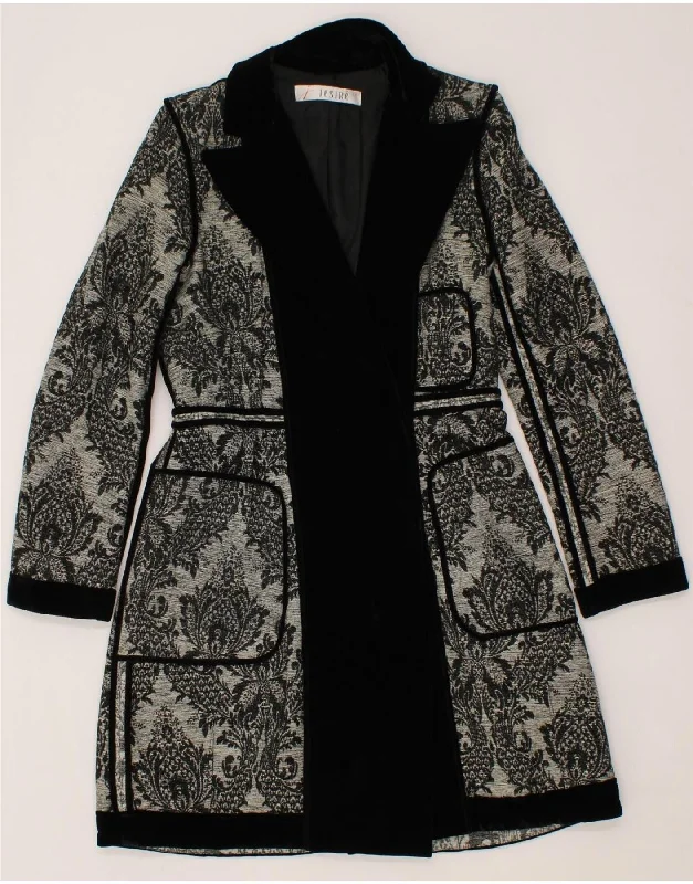 Women's Transitional Apparel JESIRE Womens Overcoat US 2 XS Black Paisley Acrylic