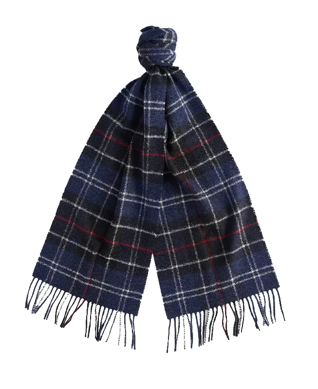 Luxury Women's Fashion Tartan Lambswool Scarf - Navy/Red