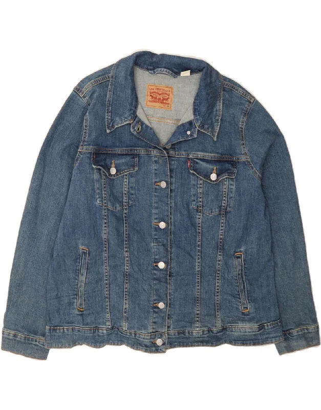 Plus-Size Women's Clothing LEVI'S Womens Denim Jacket UK 22 3XL Blue Cotton