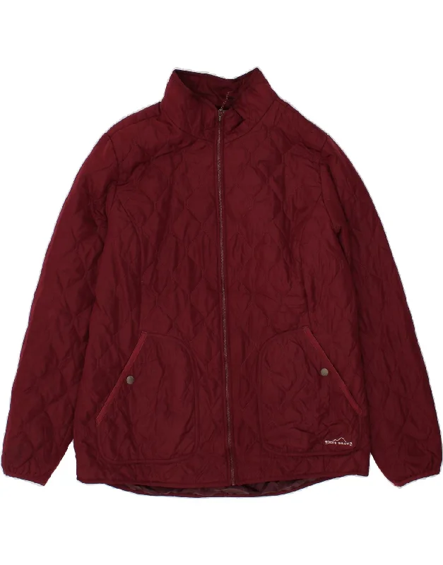 Women's Clothing With Trendy Designs EDDIE BAUER Womens Quilted Jacket UK 18 XL Burgundy Polyester