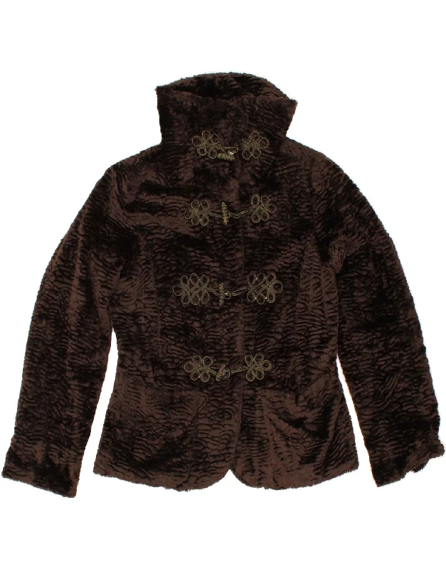 Women's Classic Outfit EASY COMFORT Womens Duffle Jacket EU 36 Small Brown Rayon