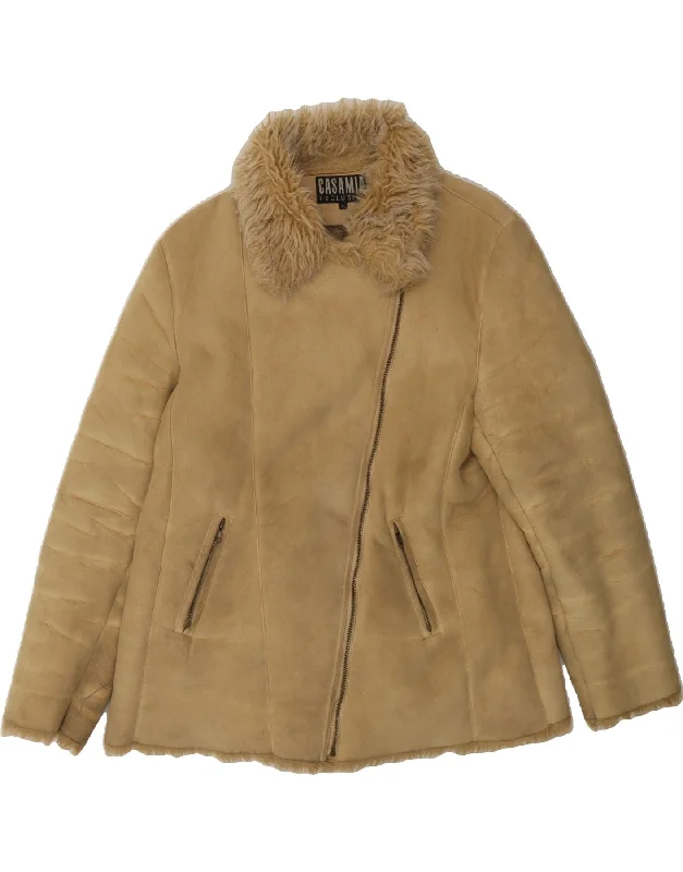 New Arrival Discount VINTAGE Womens Sherpa Jacket UK 14 Medium Beige Polyester