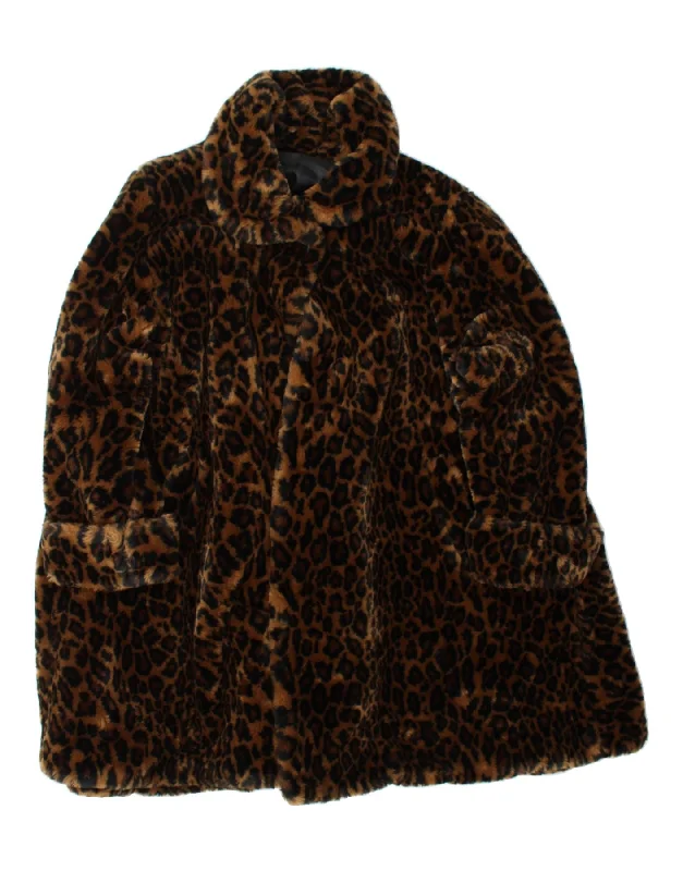 Flash Sale Or Flash Sales VINTAGE Womens Oversized Faux Fur Overcoat UK 10 Small Brown Animal Print Flash Sale Or Flash Sales VINTAGE Womens Oversized Faux Fur Overcoat UK 10 Small Brown Animal Print