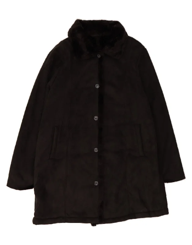 Women's Layered Outfit CANDA Womens Sherpa Overcoat UK 18 XL Black