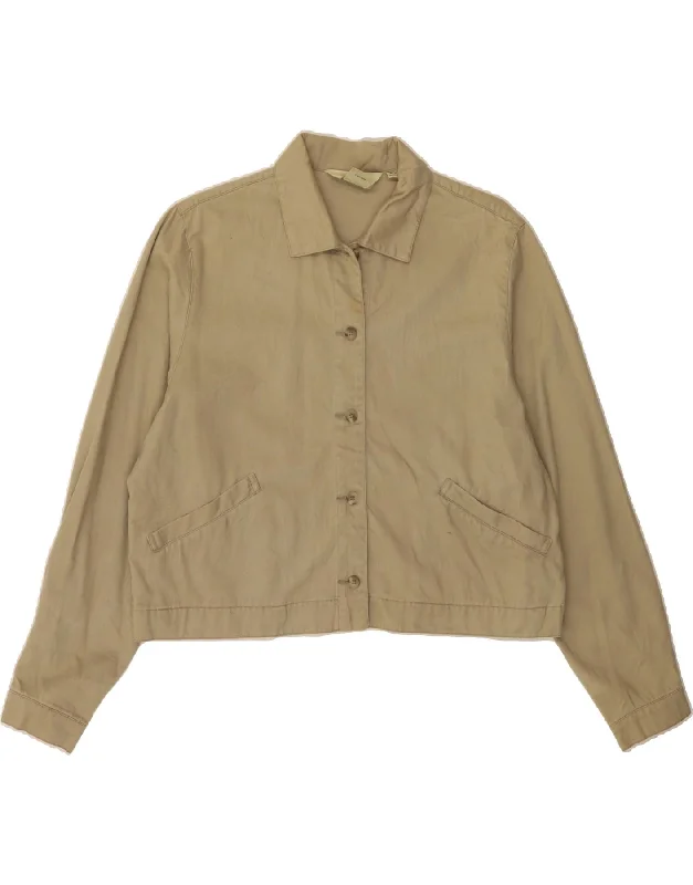 Luxury Women's Clothes EDDIE BAUER Womens Crop Bomber Jacket UK 14 Medium Beige Cotton Luxury Women's Clothes EDDIE BAUER Womens Crop Bomber Jacket UK 14 Medium Beige Cotton