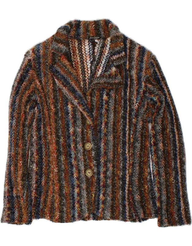 Holiday Special Offers VINTAGE Womens 3 Button Blazer Jacket UK 14 Medium Multicoloured Striped