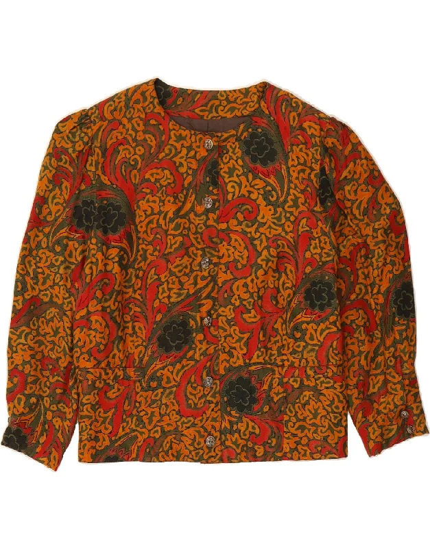 Casual Clothing for Women VINTAGE Womens 6 Button Blazer Jacket UK 16 Large Orange Paisley