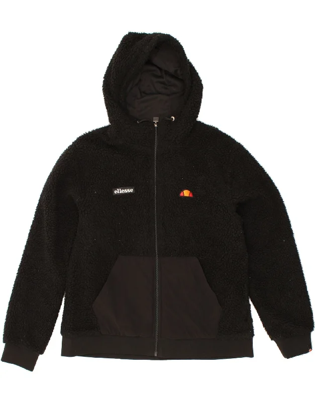 Women's Clothing For Special Occasions ELLESSE Womens Hooded Fleece Jacket UK 14 Large  Black Polyester