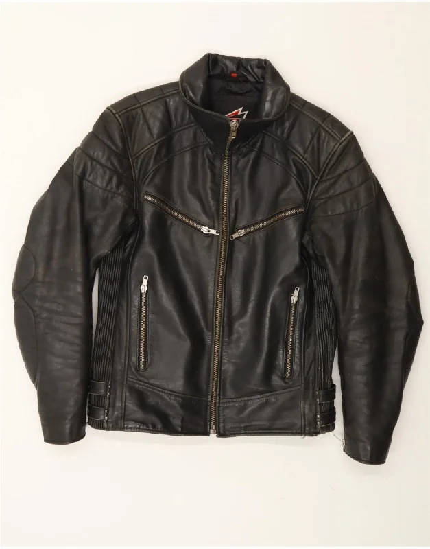 Extreme Clearance Deals HEIN GERICKE Womens Leather Racer Jacket UK 14 Medium Black Leather