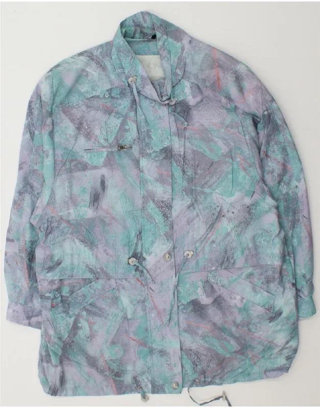 Trendy Outfits For Girls VINTAGE Womens Windbreaker Coat EU 42 Large Green Colourblock Polyester