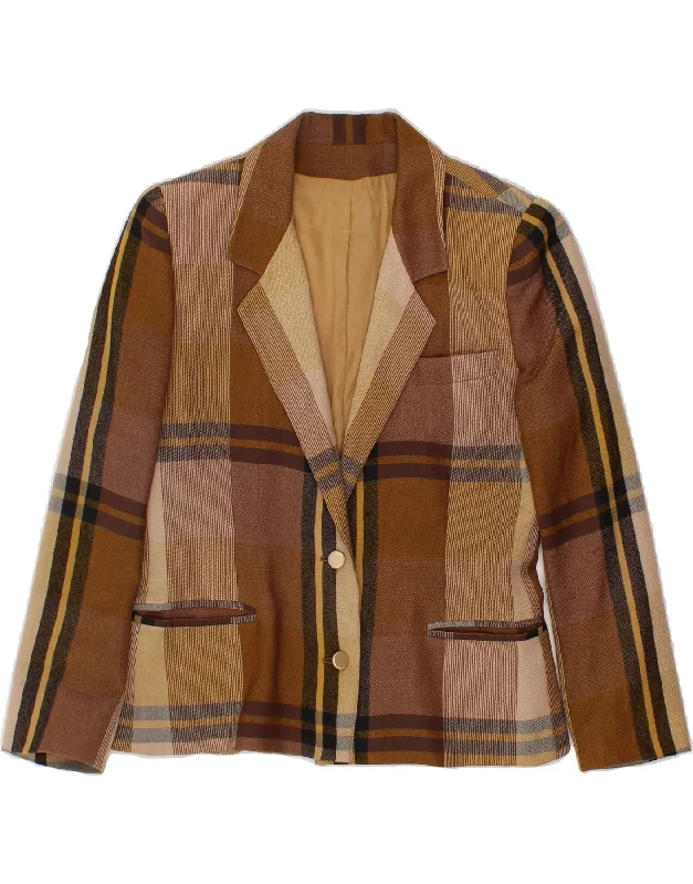 Outfits For Women VINTAGE Womens Crop 2 Button Blazer Jacket UK 14 Medium Brown Plaid Outfits For Women VINTAGE Womens Crop 2 Button Blazer Jacket UK 14 Medium Brown Plaid