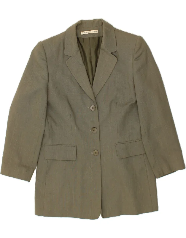 Women's Fashion Clothing CLASSICS Womens Longline 3 Button Blazer Jacket UK 14 Medium Khaki Women's Fashion Clothing CLASSICS Womens Longline 3 Button Blazer Jacket UK 14 Medium Khaki