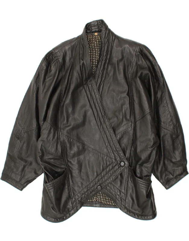 Women's Travel Apparel VINTAGE Womens Leather Jacket EU 46 XL Black