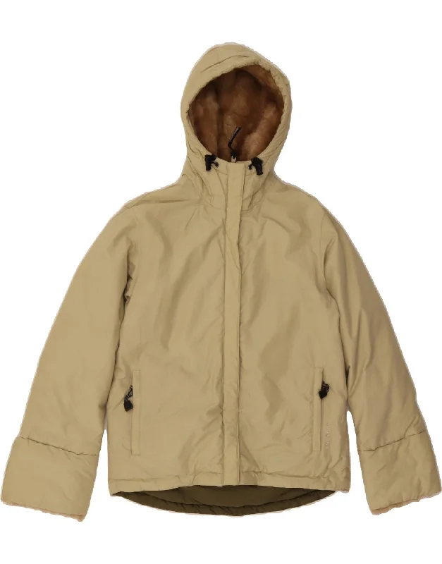 Women's Elegant Evening Attire WOOLRICH Womens Hooded Padded Jacket UK 6 XS Beige
