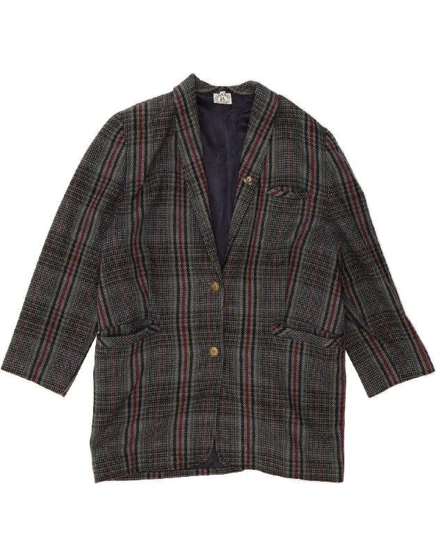 Timeless Women's Clothing VINTAGE Womens Longline 2 Button Blazer Jacket EU 44 XL Grey Houndstooth Timeless Women's Clothing VINTAGE Womens Longline 2 Button Blazer Jacket EU 44 XL Grey Houndstooth