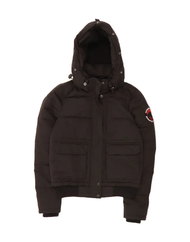 Women's Fashion Clothes SUPERDRY Womens Hooded Padded Jacket UK 10 Small Black Polyester Women's Fashion Clothes SUPERDRY Womens Hooded Padded Jacket UK 10 Small Black Polyester