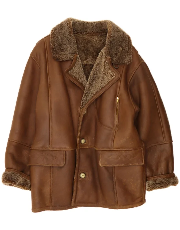 Casual Chic for Women VINTAGE Womens Shearling Coat IT 44 Medium Brown Shearling