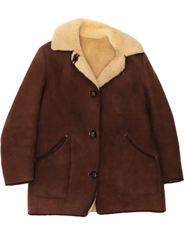 Women's Outfit For The Office VINTAGE Womens Shearling Jacket EU 36 Small Brown Sheepskin Women's Outfit For The Office VINTAGE Womens Shearling Jacket EU 36 Small Brown Sheepskin