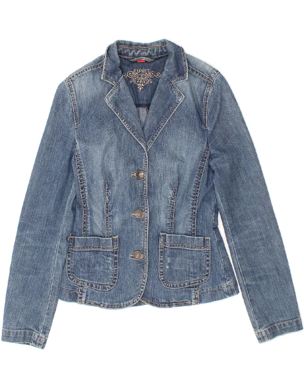 Women's Activewear for Exercise and Sports ESPRIT Womens 3 Button Denim Blazer Jacket UK 12 Medium Blue Cotton Women's Activewear for Exercise and Sports ESPRIT Womens 3 Button Denim Blazer Jacket UK 12 Medium Blue Cotton